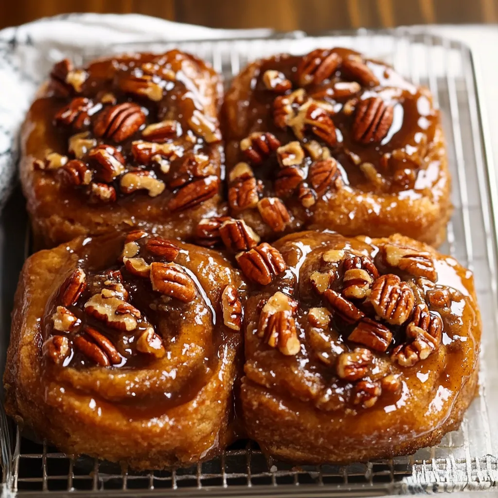 Trois brioches avec des noix de pécan sur le dessus.