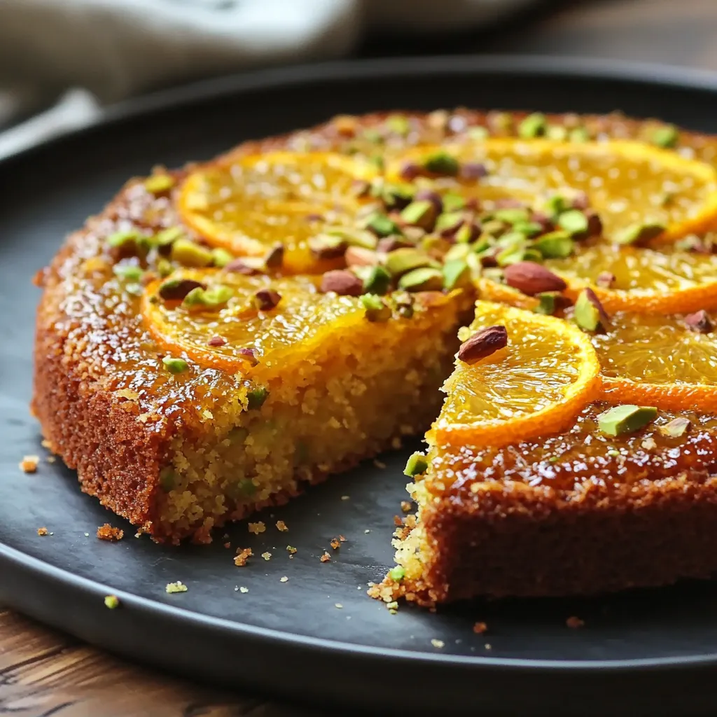 Une part de gâteau orange avec des amandes dessus.