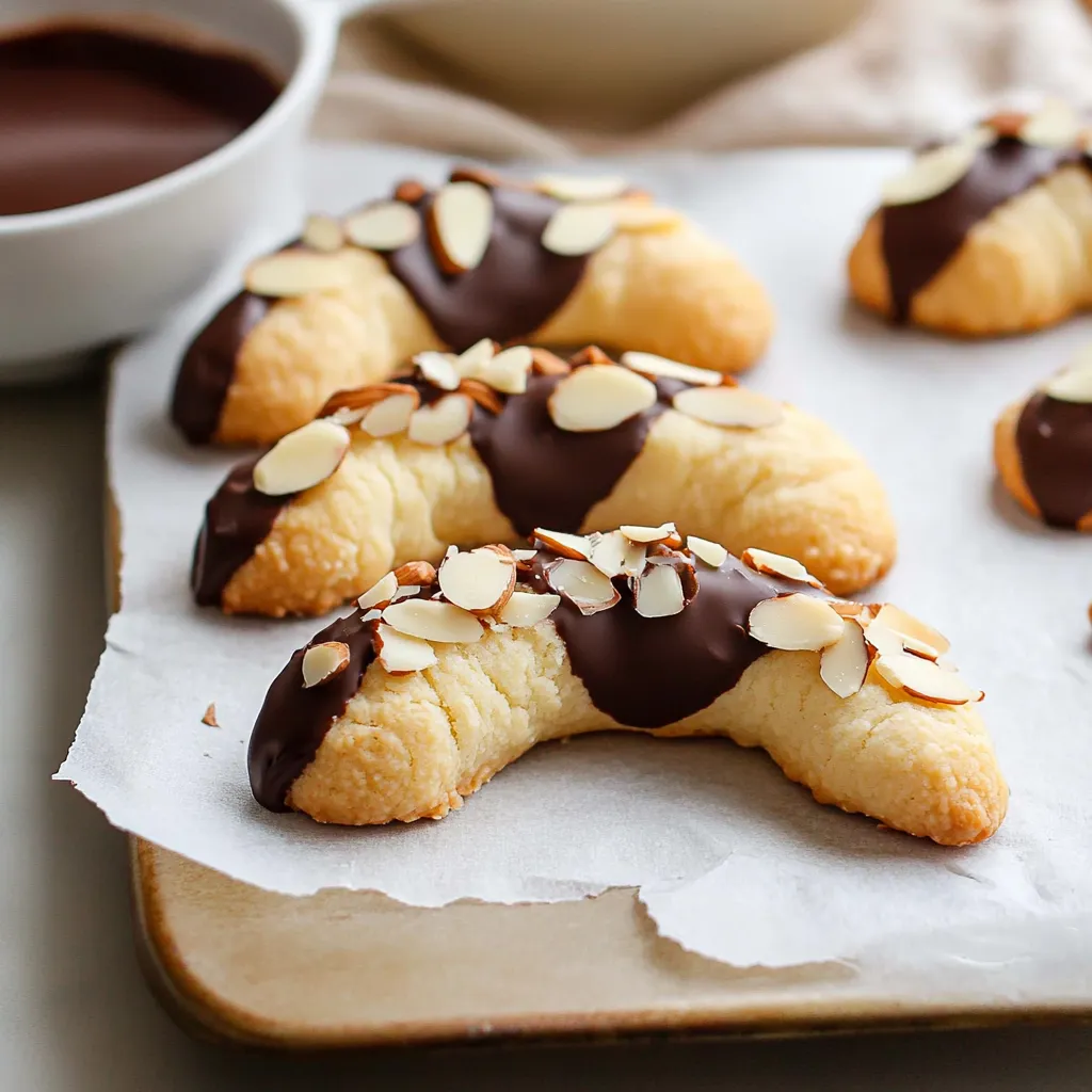 Une assiette de croissants d’amandes au chocolat.