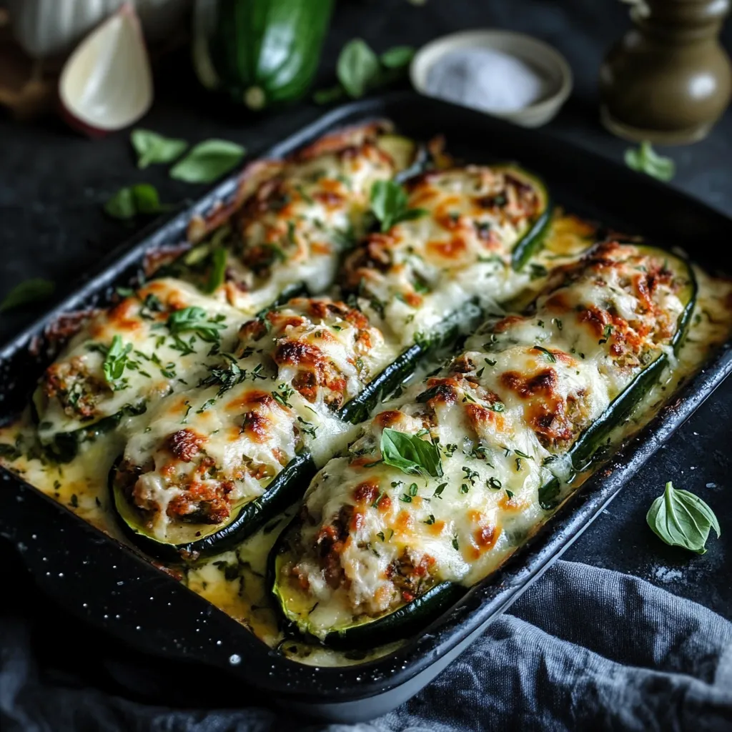 Plat de courgettes et fromage dans un plat à four.
