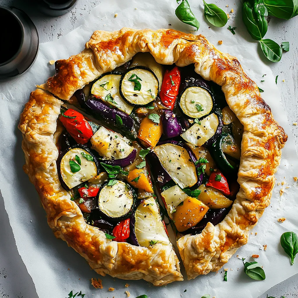 Une galette de légumes avec diverses garnitures.