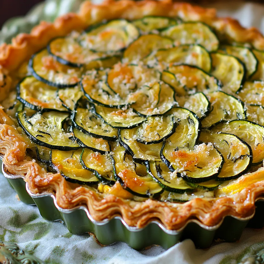 Une tarte à la courgette avec une croûte dorée.