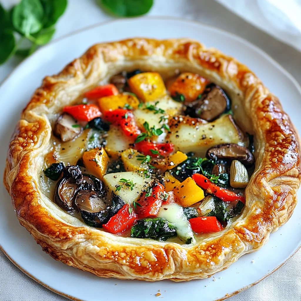 Une tarte avec une variété de légumes.