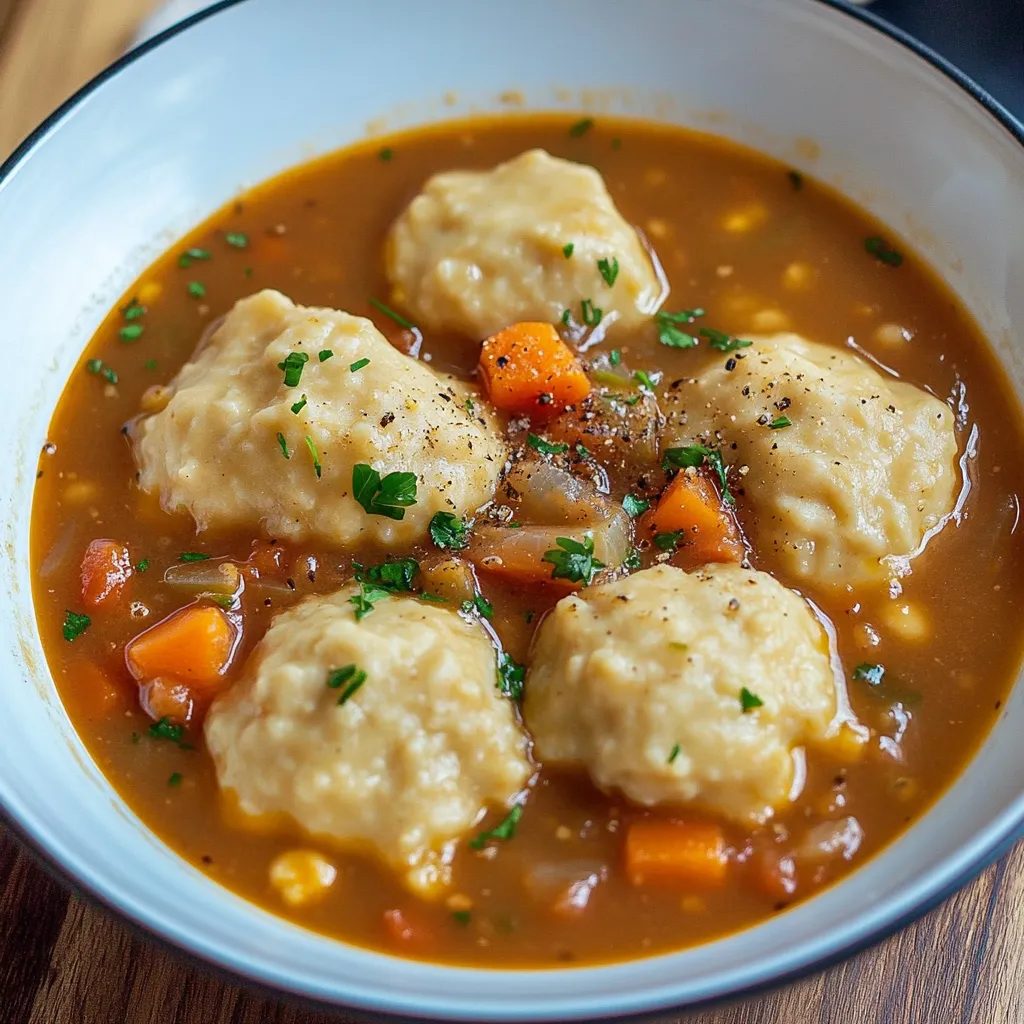 Un bol de soupe avec des boulettes et des carottes.