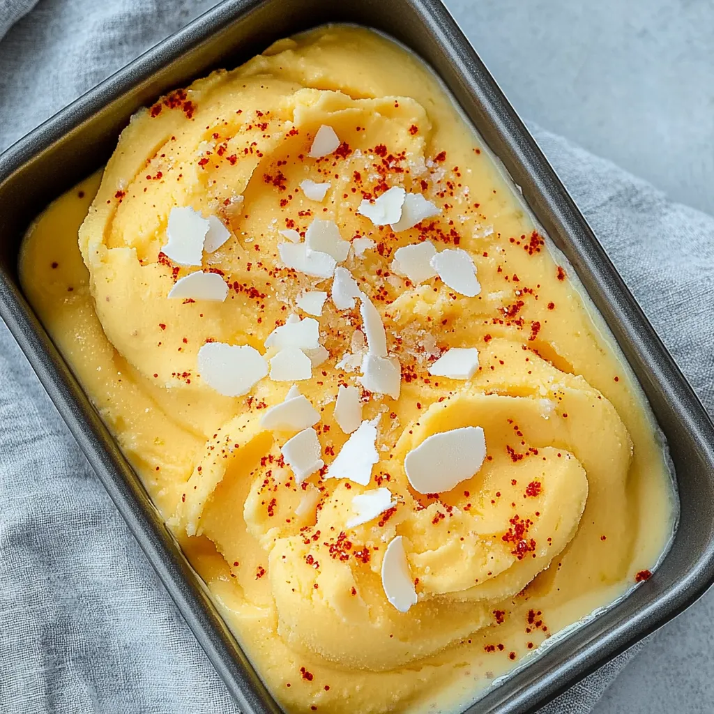 Un bol de dessert surmonté d’éclats rouges.