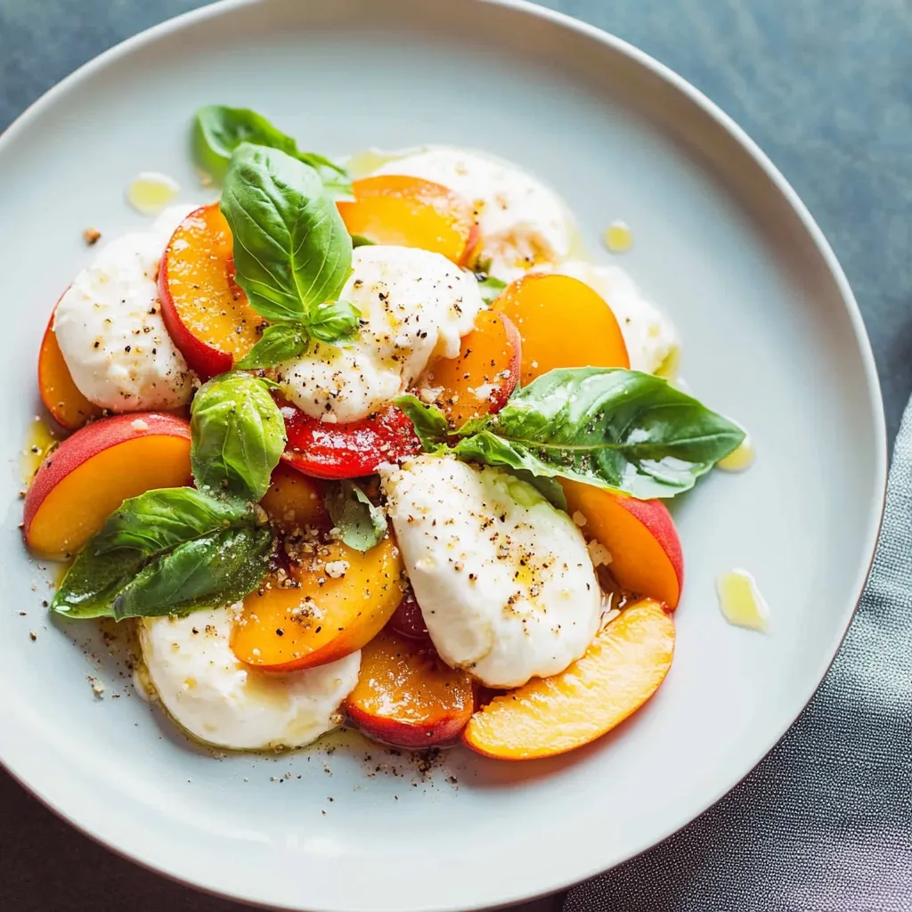 Une assiette colorée garnie de verts et de burrata fondante.