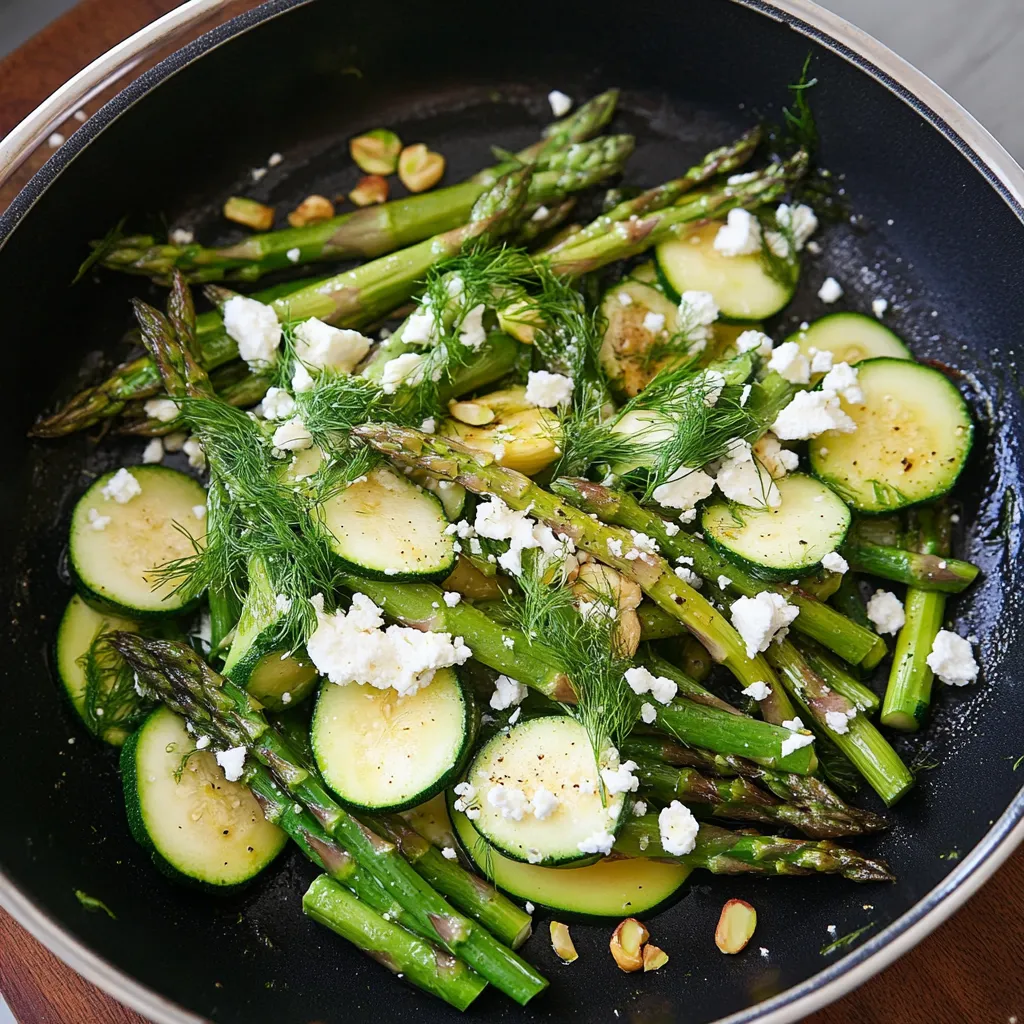 Un saladier rempli de courgettes, asperges et haricots verts.