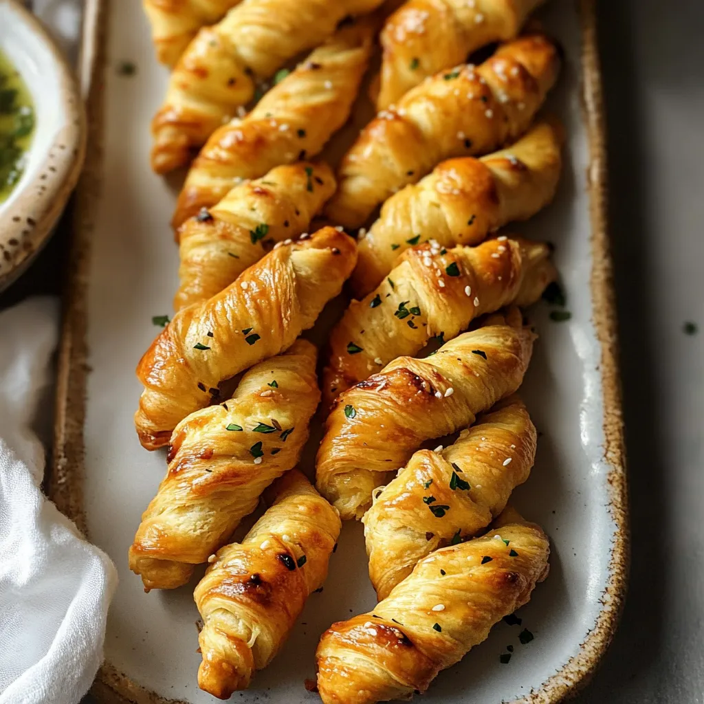 Une assiette de gressins avec des herbes par-dessus.