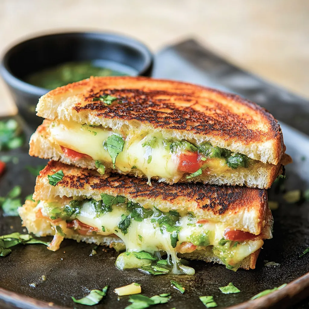 Un sandwich au fromage fondant et aux tomates.