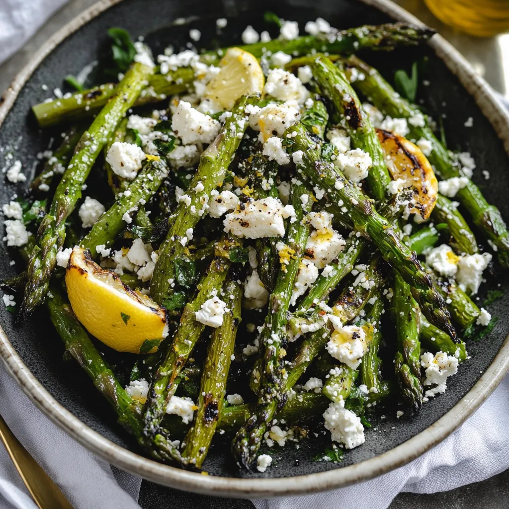 Bol d’asperges avec feta et citron.