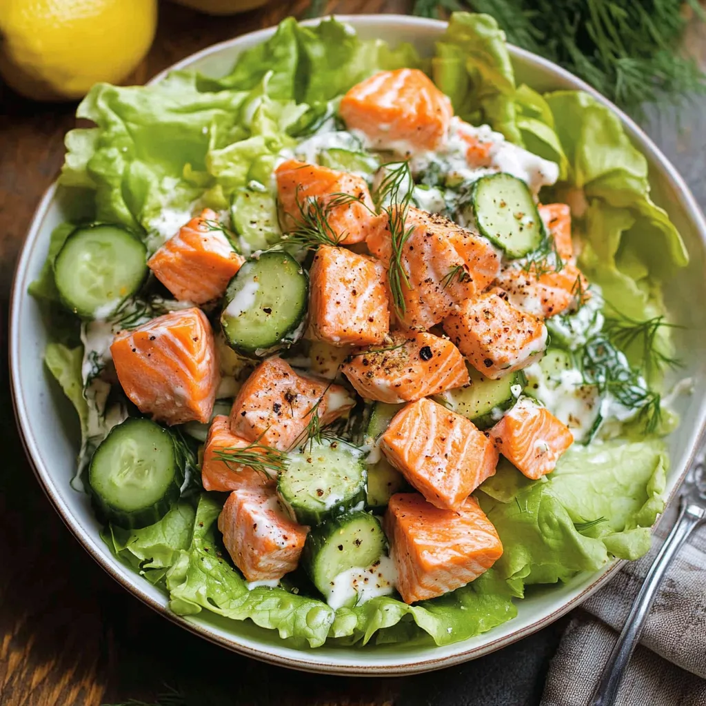 Un bol de salade avec poisson et crudités.