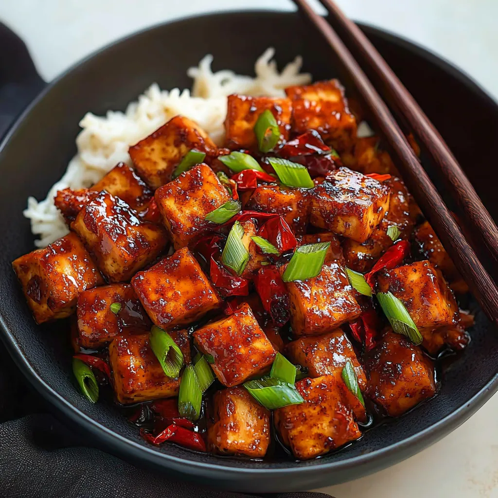 Un bol avec tofu, riz et saveurs chinoises.