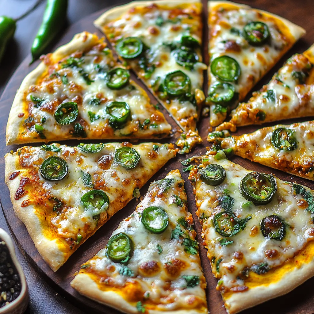 Une pizza garnie de jalapeños.