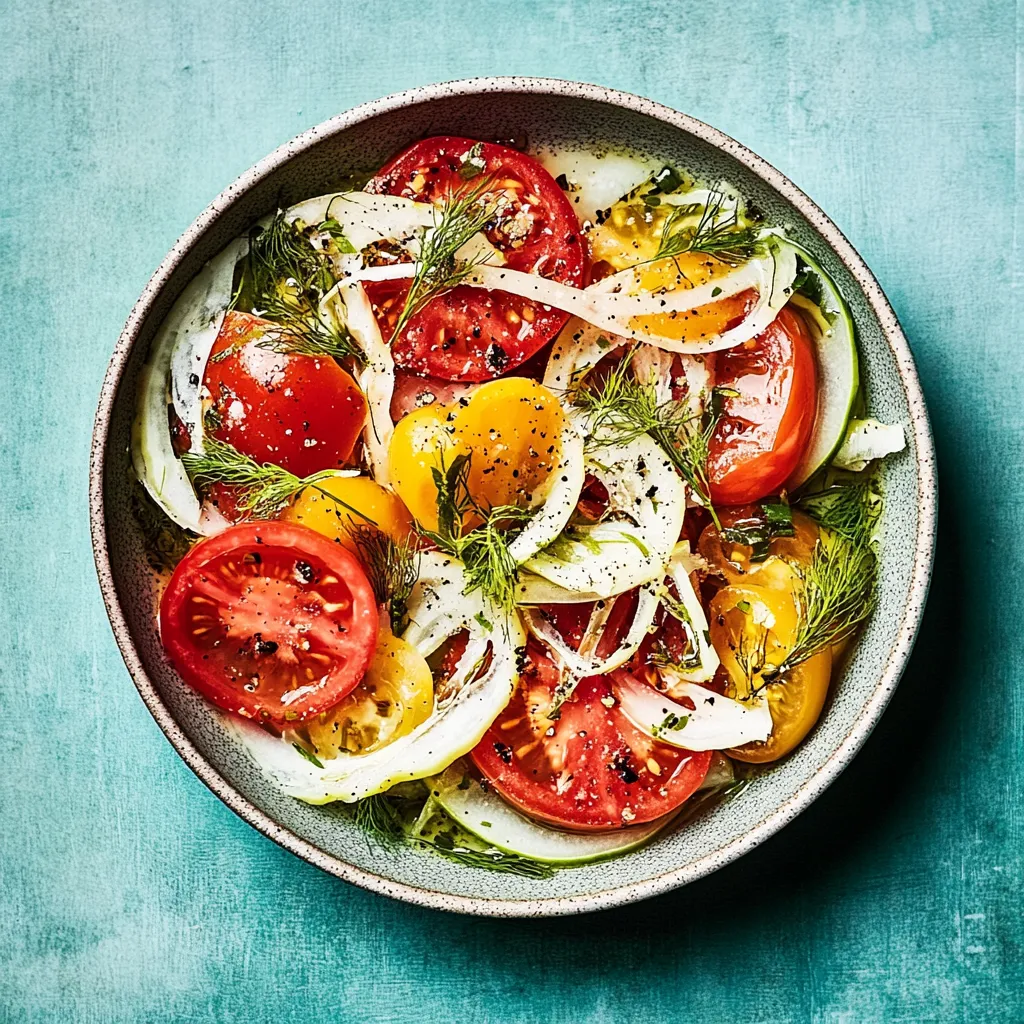 Un saladier de légumes avec tomates, oignons et concombres.