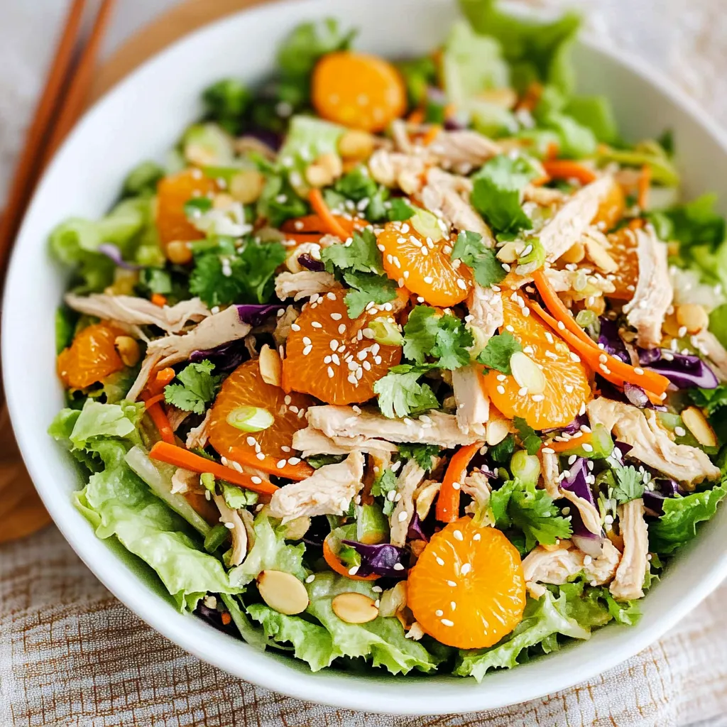 Un bol de salade avec poulet, carottes et laitue.
