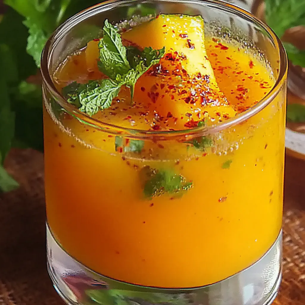 Un verre de jus d’orange avec une tranche d’ananas.