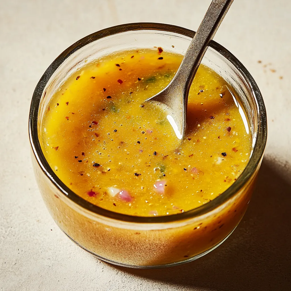 Verre de soupe avec une cuillère à l’intérieur.