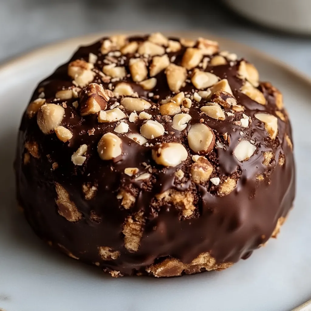 Un cookie chocolat avec des noisettes dessus.