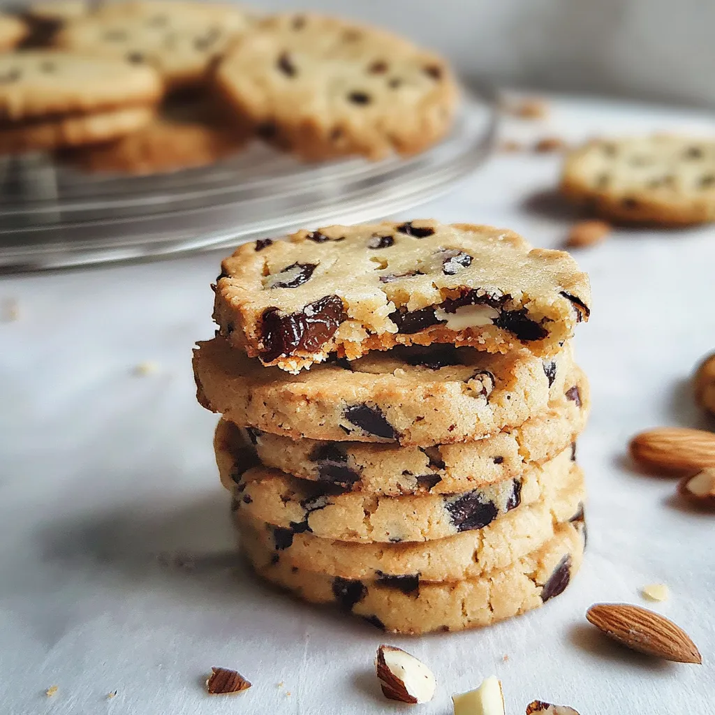 Des biscuits avec des pépites de chocolat empilés.