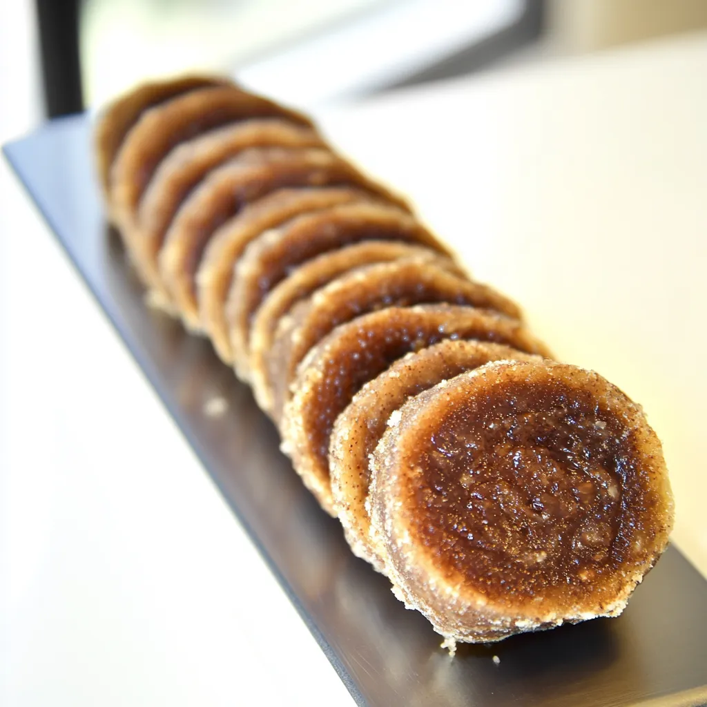 Un plateau argenté avec une rangée de biscuits marrons.