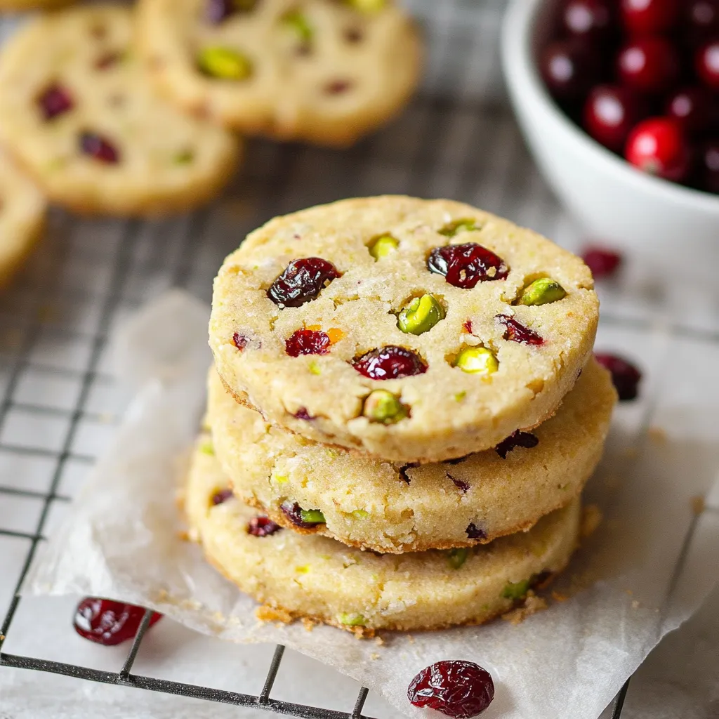 Petite pile de biscuits surmontés de cranberries.