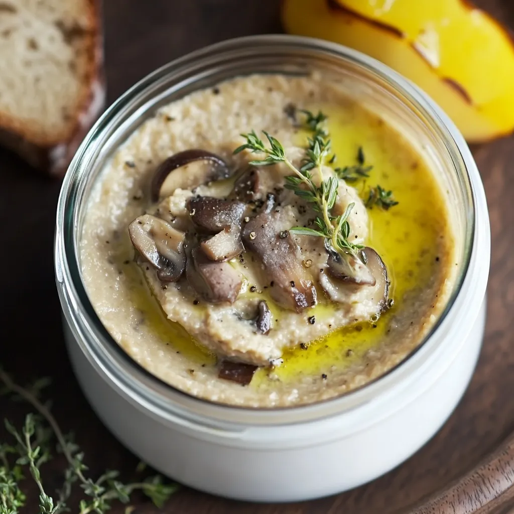 Un bol de soupe garni de champignons et d’herbes fraîches.