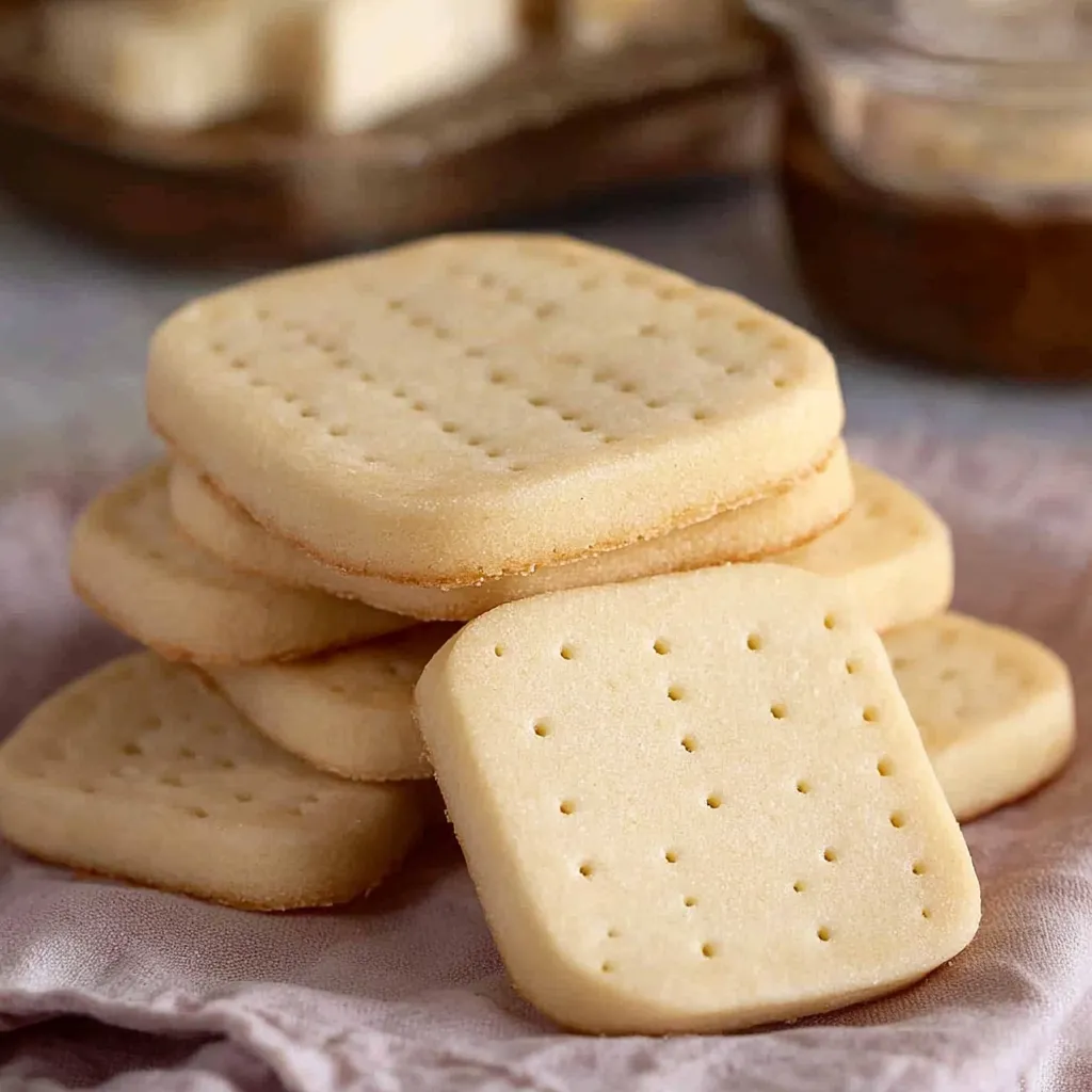Une pile de biscuits blancs.