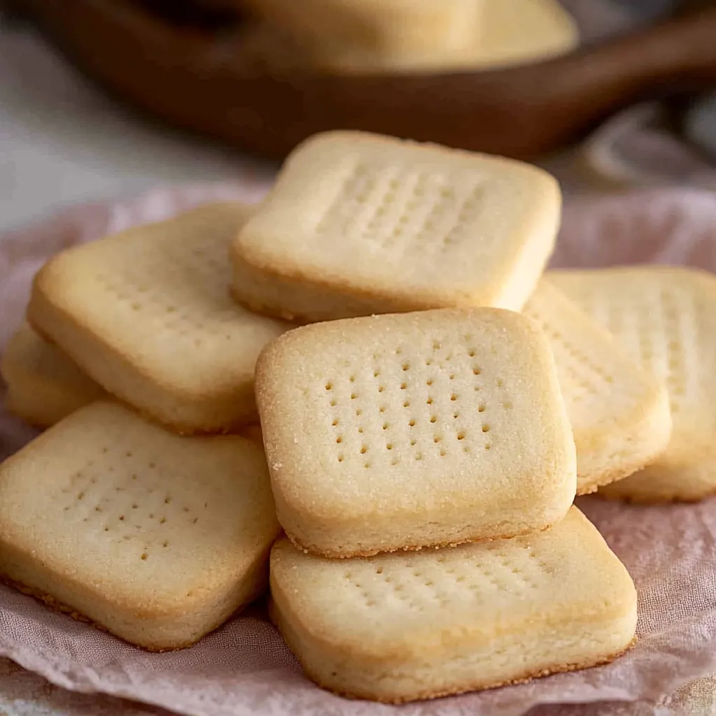 Une pile de biscuits dans une assiette.