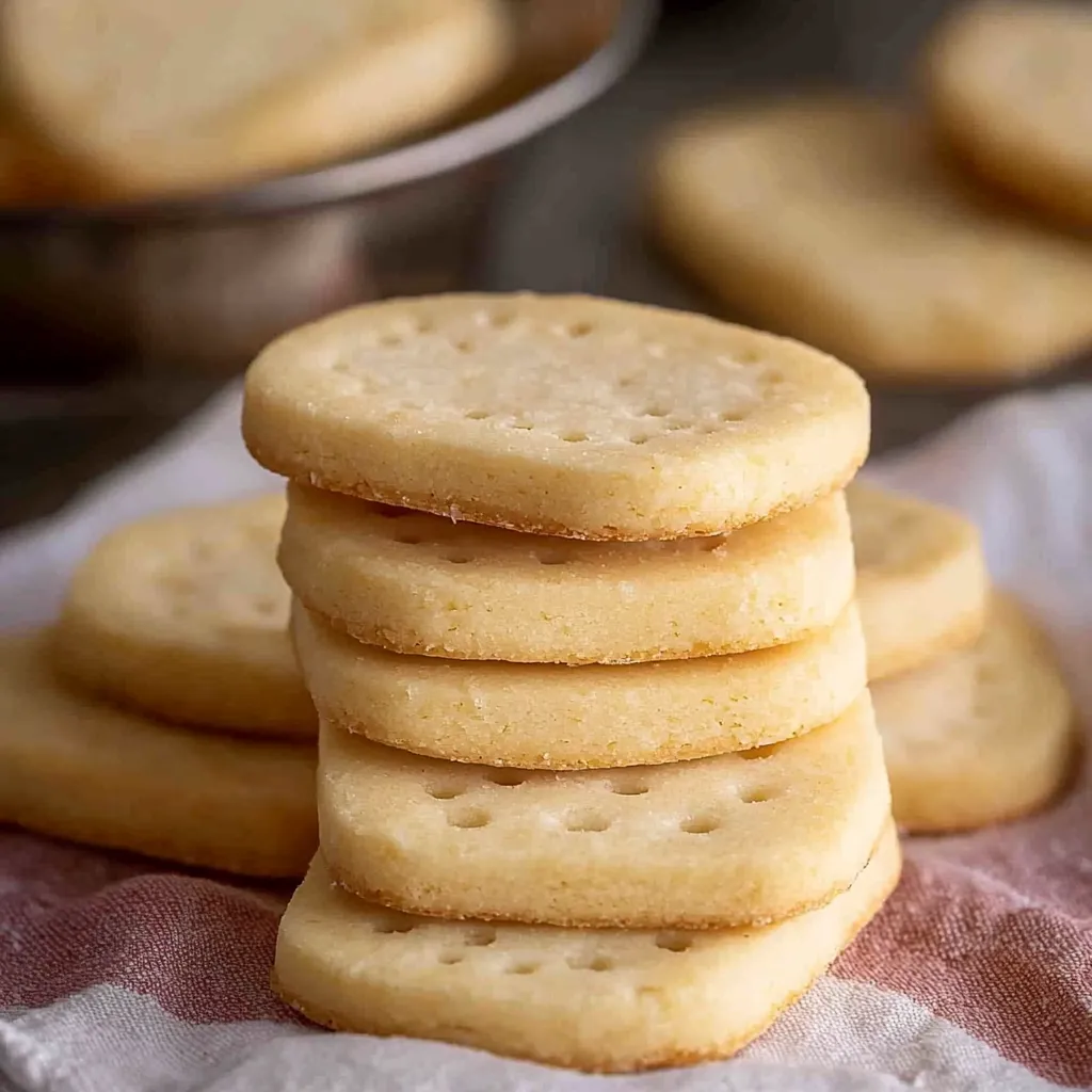 Des biscuits empilés sur une table.