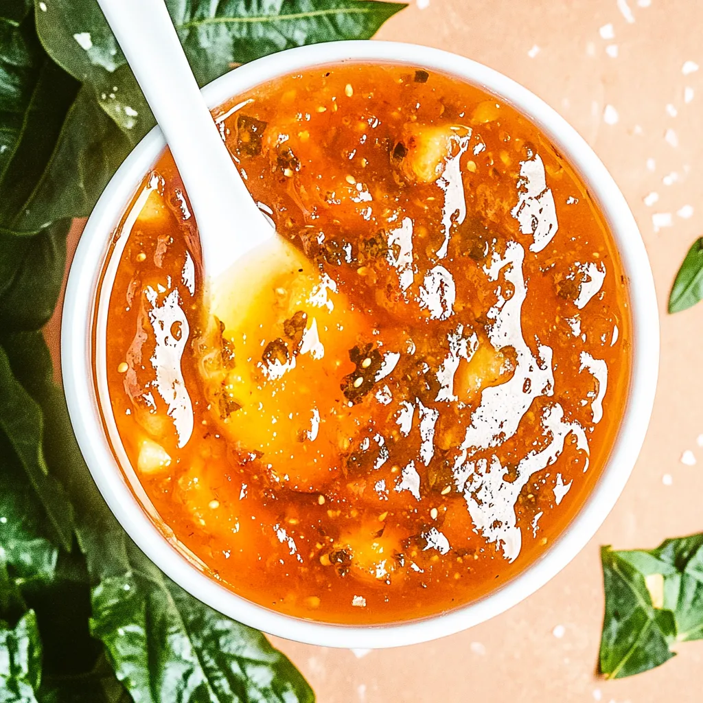 Une coupelle remplie d’une tartinade orangée, cuillère à côté.