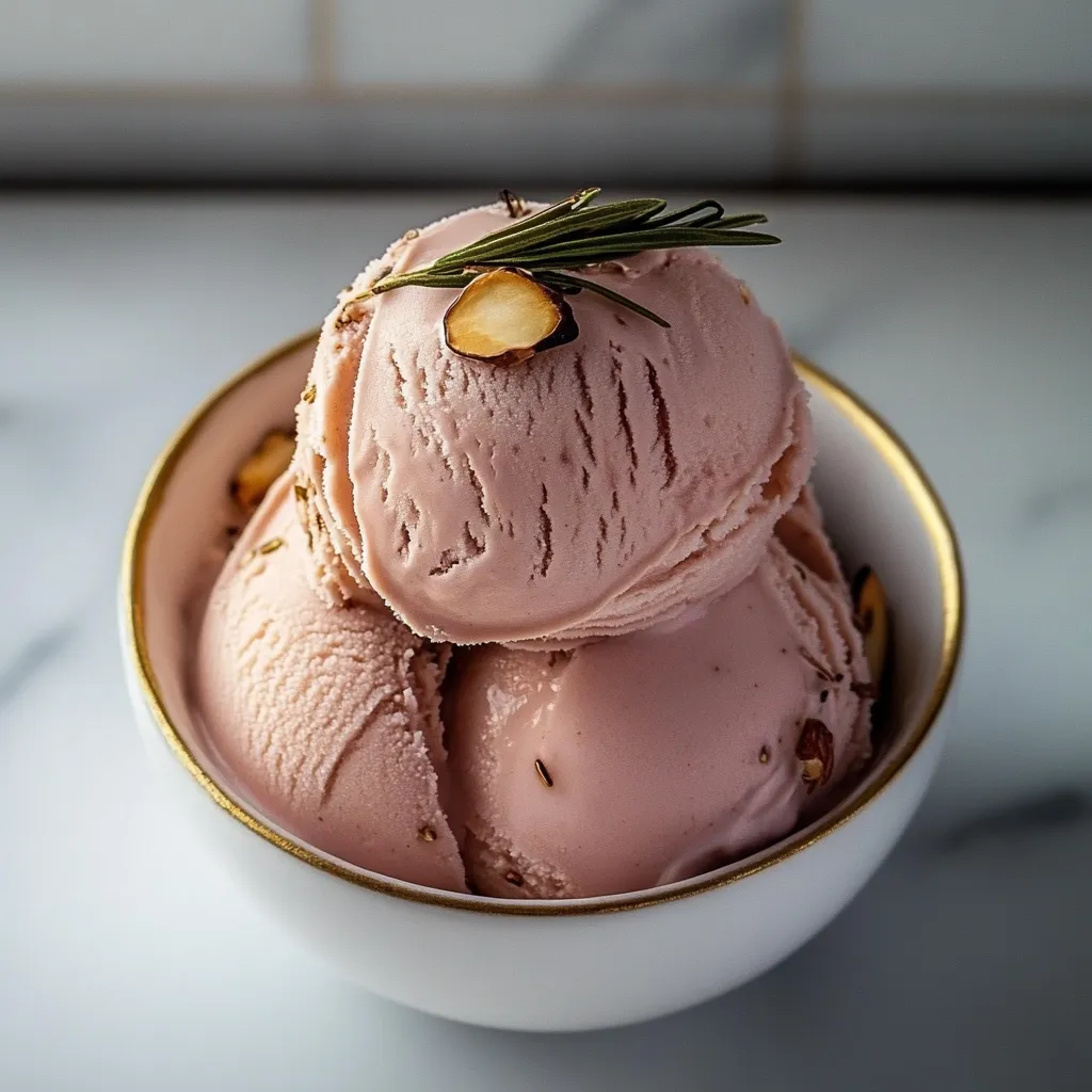 Un bol de glace avec une amande dessus.