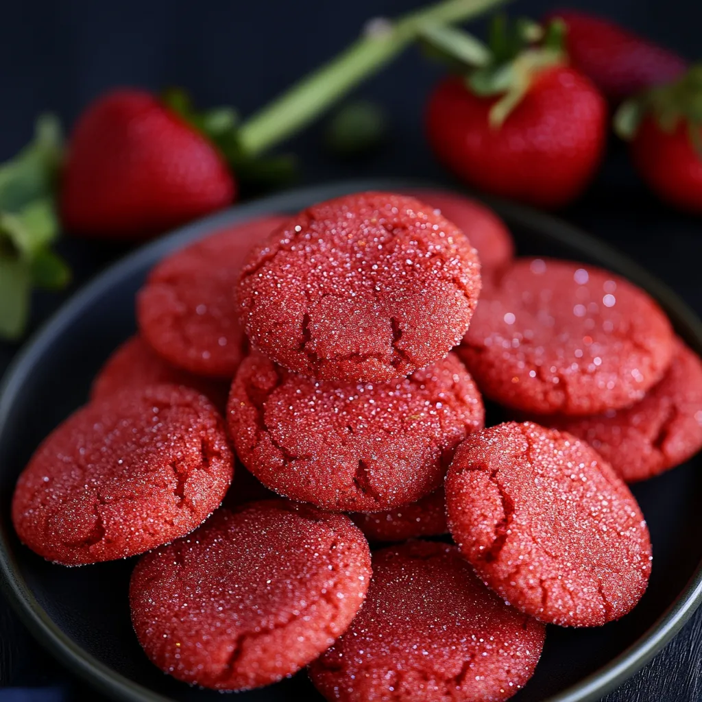 Un bol rempli de biscuits rouges couverts de sucre coloré.