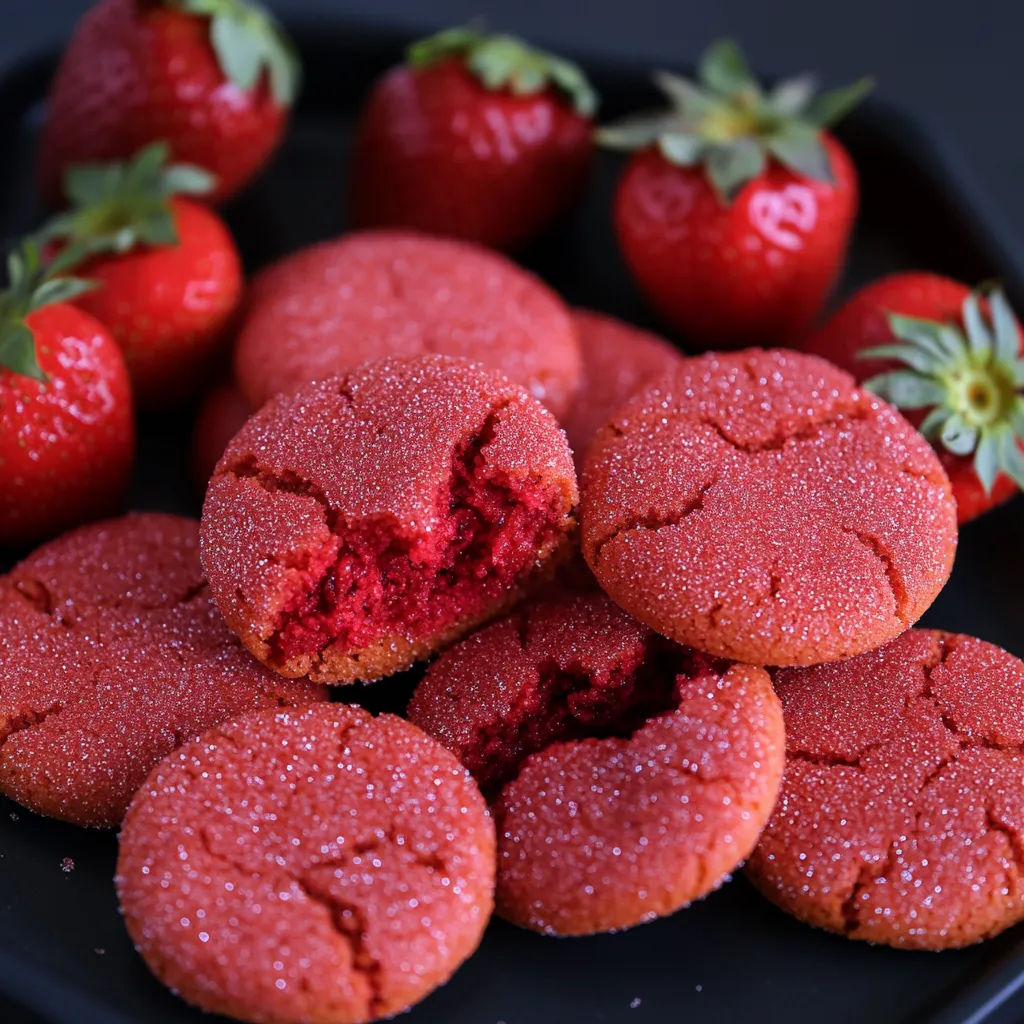 Une assiette de fraises rouges et de biscuits.