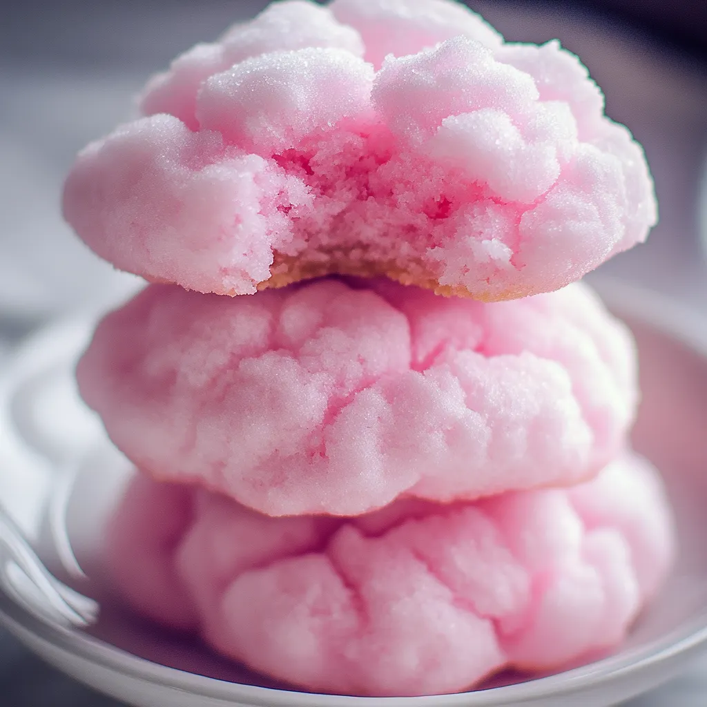 Pile de biscuits glacés roses.