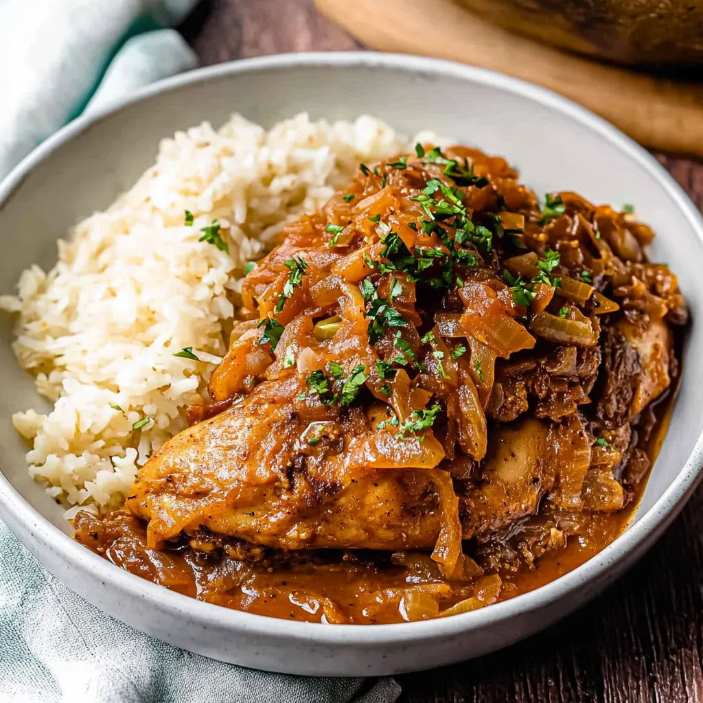 Un bol de riz avec du poulet.