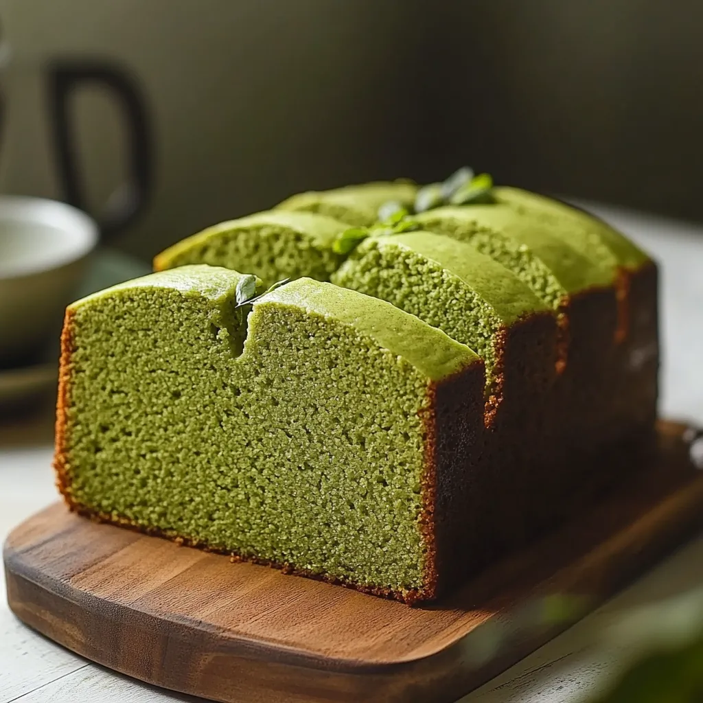 Une part de cake au thé vert.