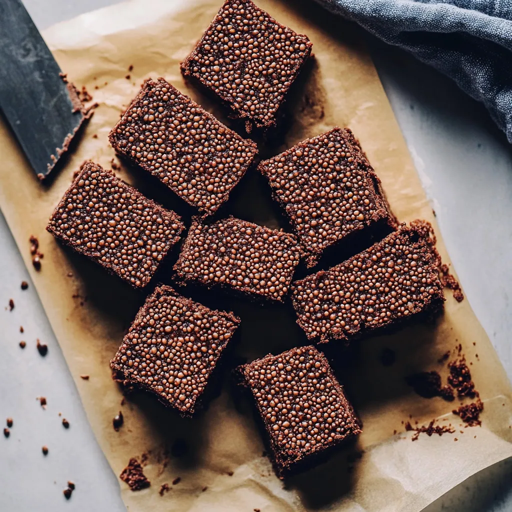 Gros plan sur un dessert brun avec des pépites de chocolat.