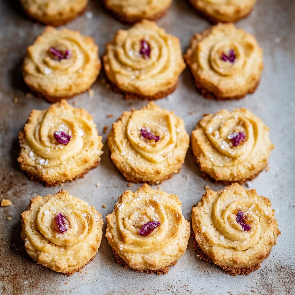 Un plat de biscuits motif rose.