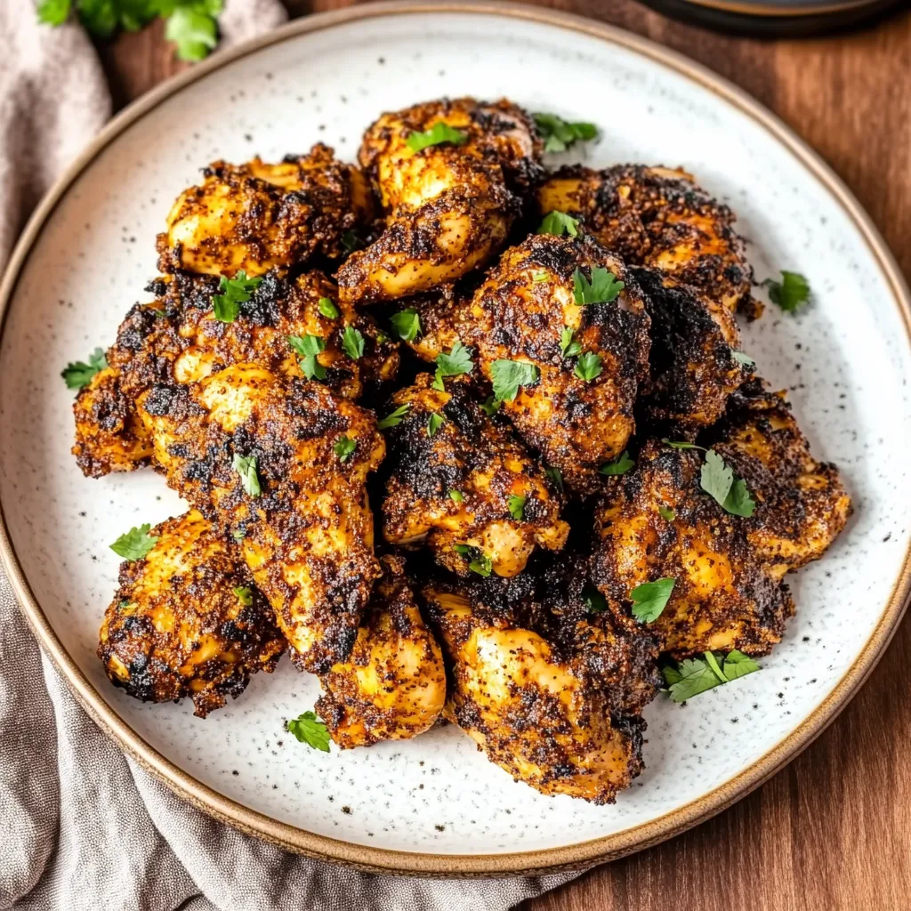 Assiette de poulet garnie d’herbes fraîches.