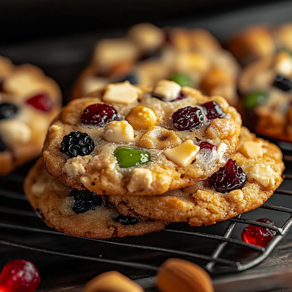 Une assiette de biscuits garnis de fruits confits.