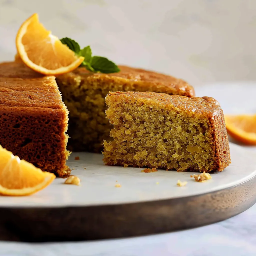 Une part de gâteau surmontée d’un quartier de citron.