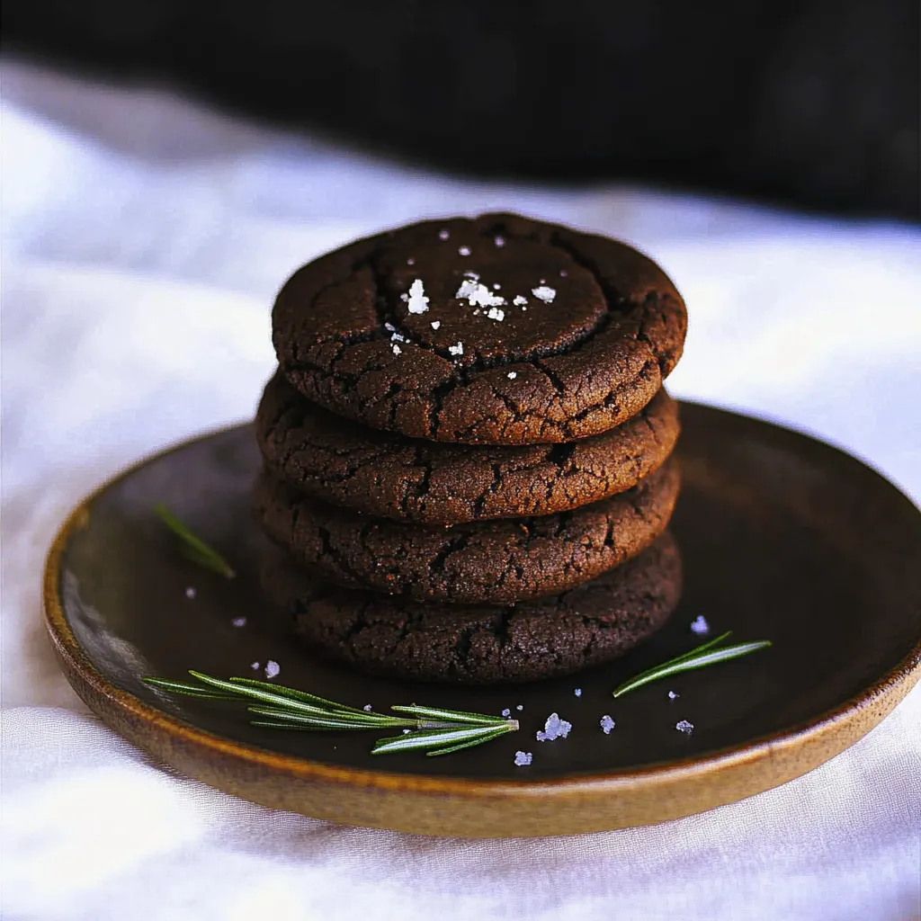 Une pile de cookies au chocolat avec du sel dessus.