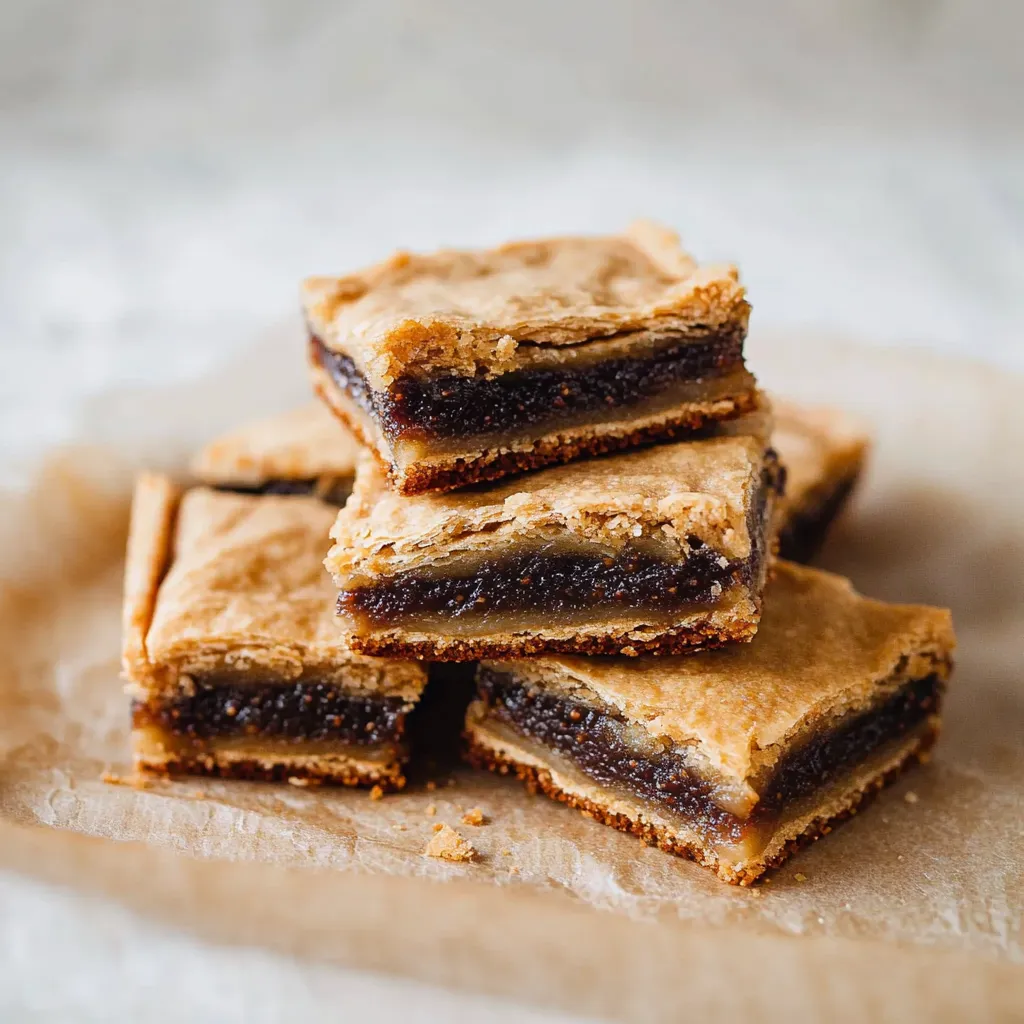 Une pile de douceurs carrées chocolatées.