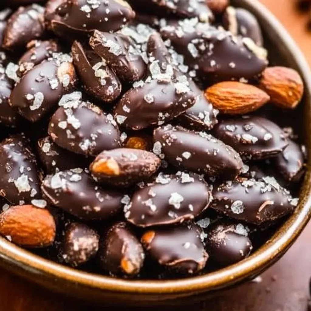 Un bol d'amandes au chocolat.