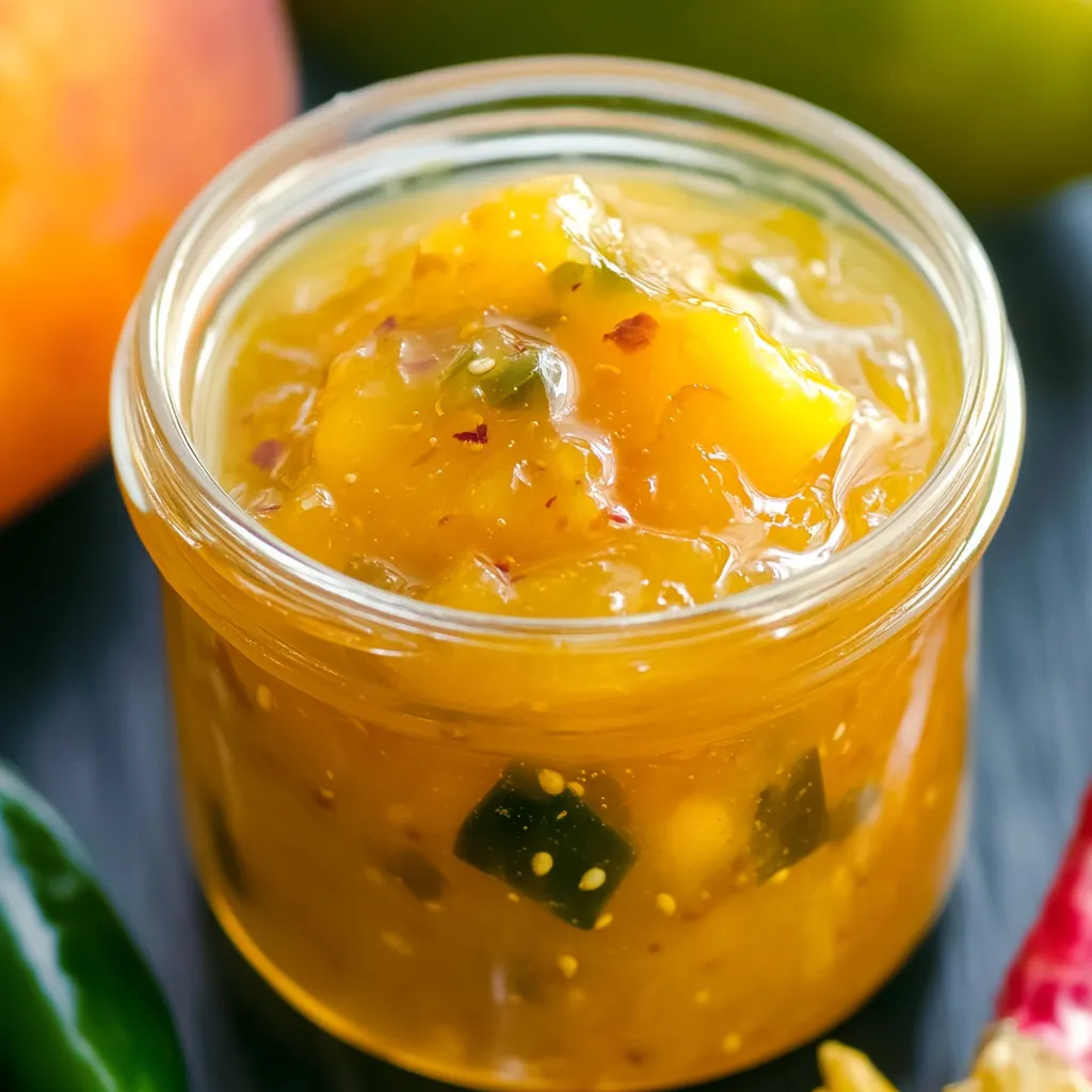 Un bocal rempli de confiture avec une cuillère dedans.