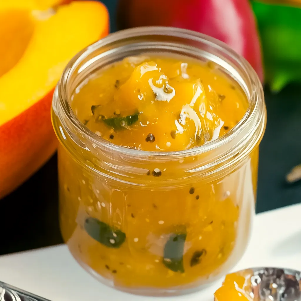 Un pot de confiture de fruits posé sur une table.