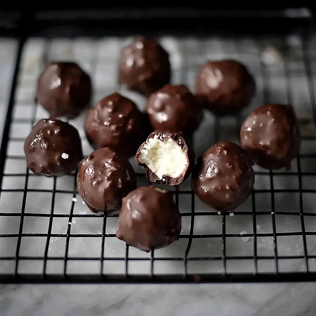Boules chocolat garnies de crème coco.