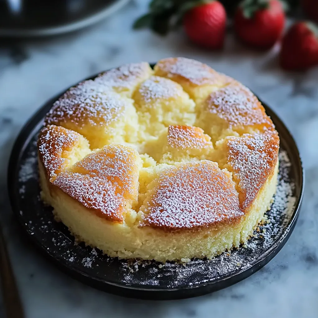 Une part de gâteau saupoudrée de sucre glace.