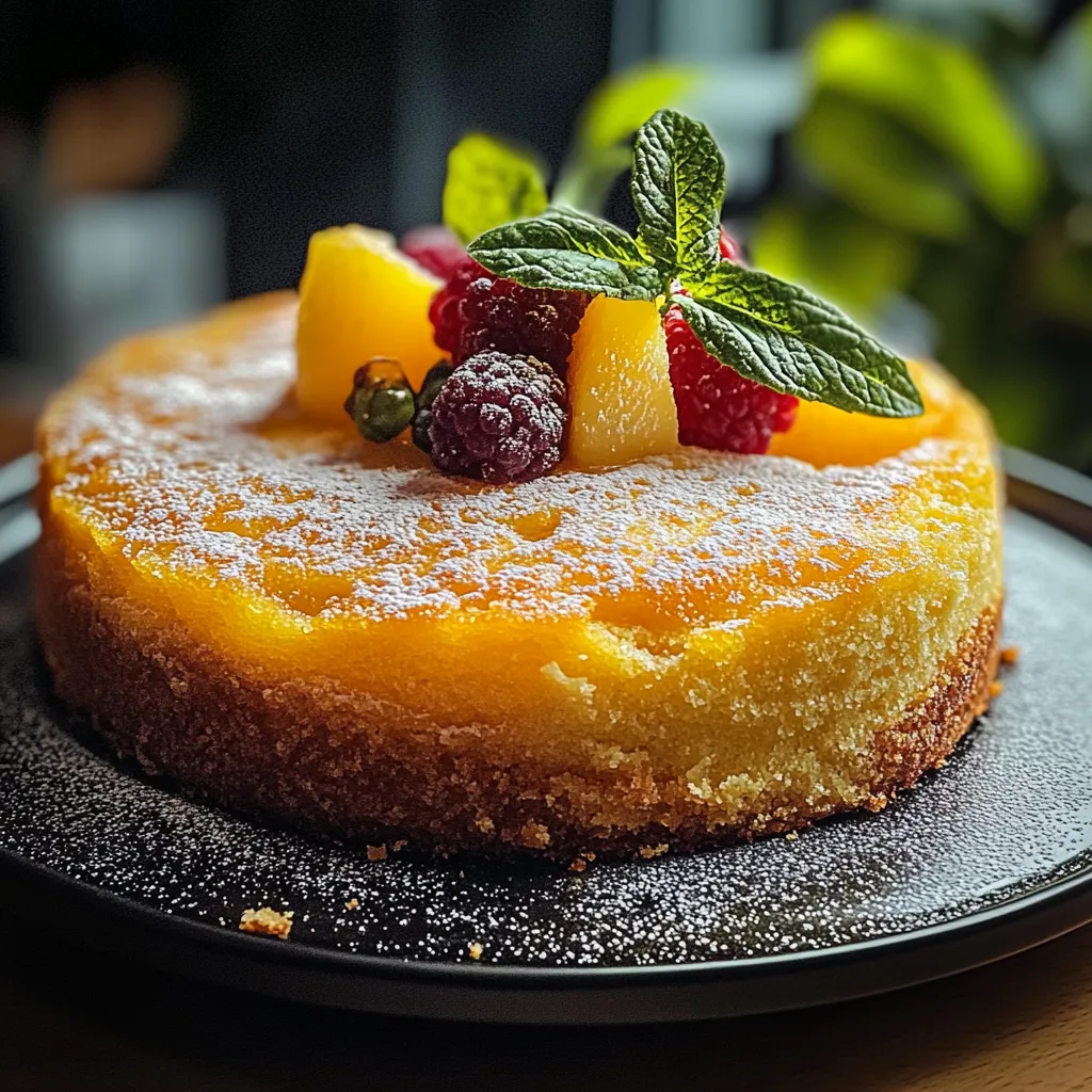 Une part de gâteau garnie de fruits.