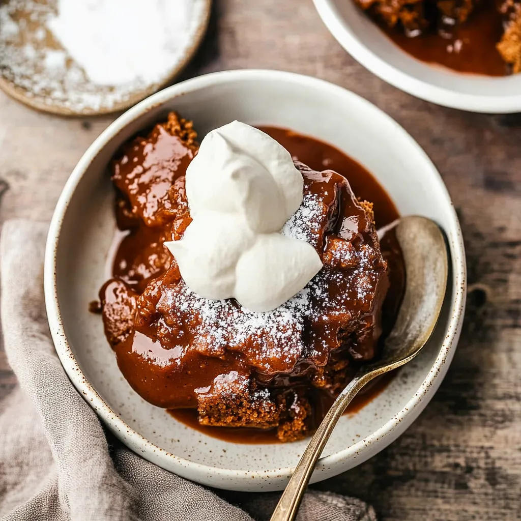 Un bol de gâteau surmonté de crème fouettée.